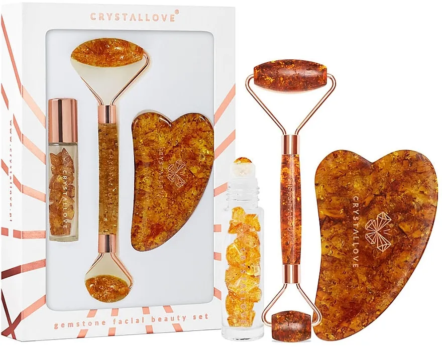 Crystallove Cognac Amber (bottle/10ml + gua sha/1pc + roller/1pc) Set