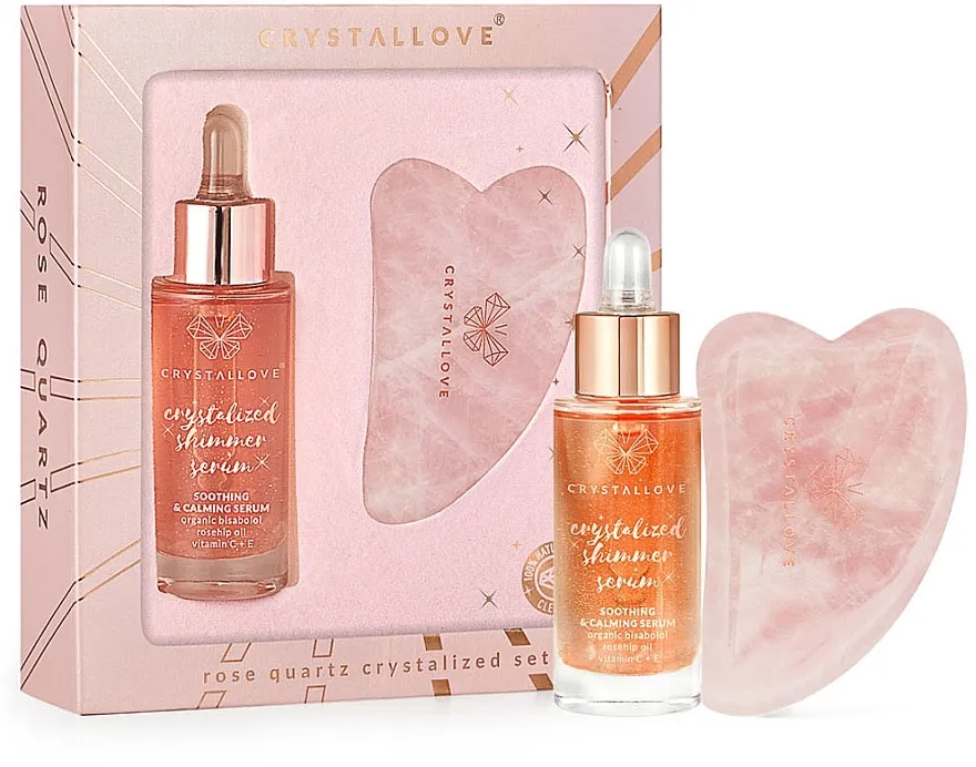 Crystallove Rose Quartz Crystalized (ser/30ml + gua sha/1pc) Set