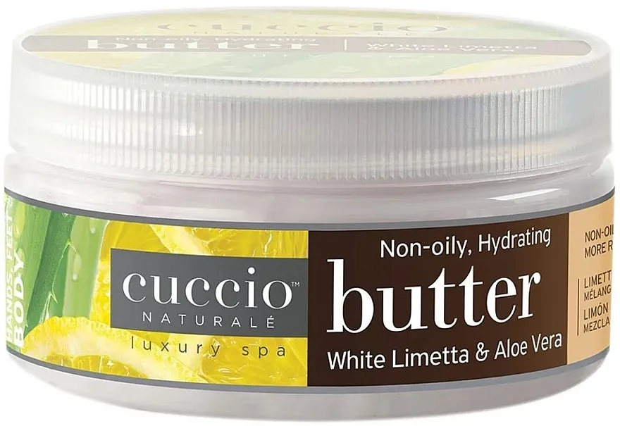 Cuccio Naturale Butter Blend White Limetta &amp; Aloe Vera Non-oily Hydrating Body Butter Puterni tretman za ruke, stopala i telo "Bela limeta i aloja"