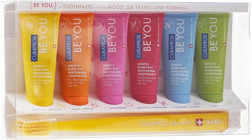 Curaprox Be You (toothpaste/10mlx6 + toothbrush) Set, žuti