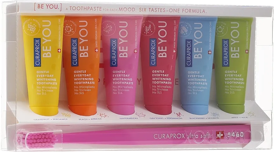 Curaprox Be You (toothpaste/6x10ml + toothbrush) Set, ružičasti