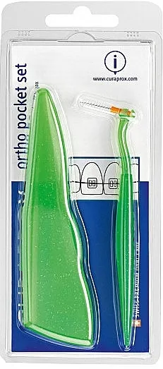 Curaprox (brushes 07,14,18/3pcs + UHS/1pcs + orthod/wax/1pcs + box) Set 'Ortho Pocket Set', zeleni