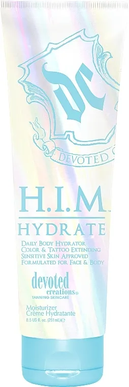 Devoted Creations After Tan Lotion H.I.M Hydrate Daily Body Hydrating Cream For Men With Vitamins And Antioxidants Hidratantna krema posle sunčanja sa vitaminima i antioksidantima za muškarce