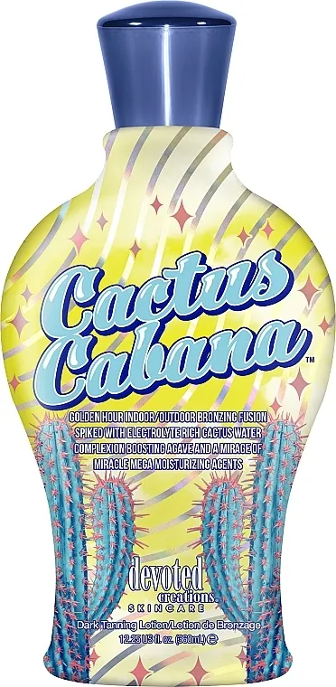 Devoted Creations Cream For Solarium Cactus Cabana For Instant Golden Tan Skin Perfecting Tattoo Losion za solarijum koji ubrzava trenutno zlatno tamnjenje, sa zaštitom za tetovaže i korekcijom tona