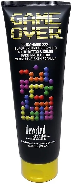 Devoted Creations Cream For Solarium Game Over, For Ultra-Dark Tan, With Cocoa, Shea Butter, Sensitive Skin Formula Balsam za solarijum za ultra-taman ten sa kakaom i shea puterom, formula za osetljivu kožu
