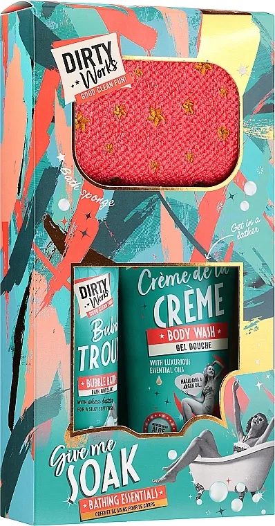 Dirty Works Give Me Soak (shr/gel/150ml + bath/bubble/200ml + bath/sponge/1pcs) Set