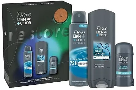 Dove Men+Care Advanced Clean Comfort (deo/150ml + deo/50ml + sh/gel/250ml) Set