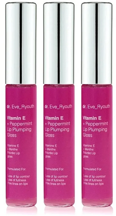 Dr. Eve_Ryouth Plumper za usne Vitamin E i pepermint (lip/gloss/3 x 8ml) Set "Sjaj za povećanje usana"