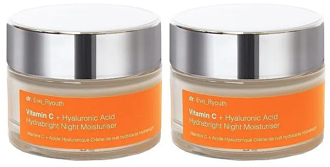 Dr. Eve_Ryouth Vitamin C + Hyaluronic Acid Hydrabright Night Moisturiser (cr/2x50ml) Set "Noćna hidratantna krema za lice"