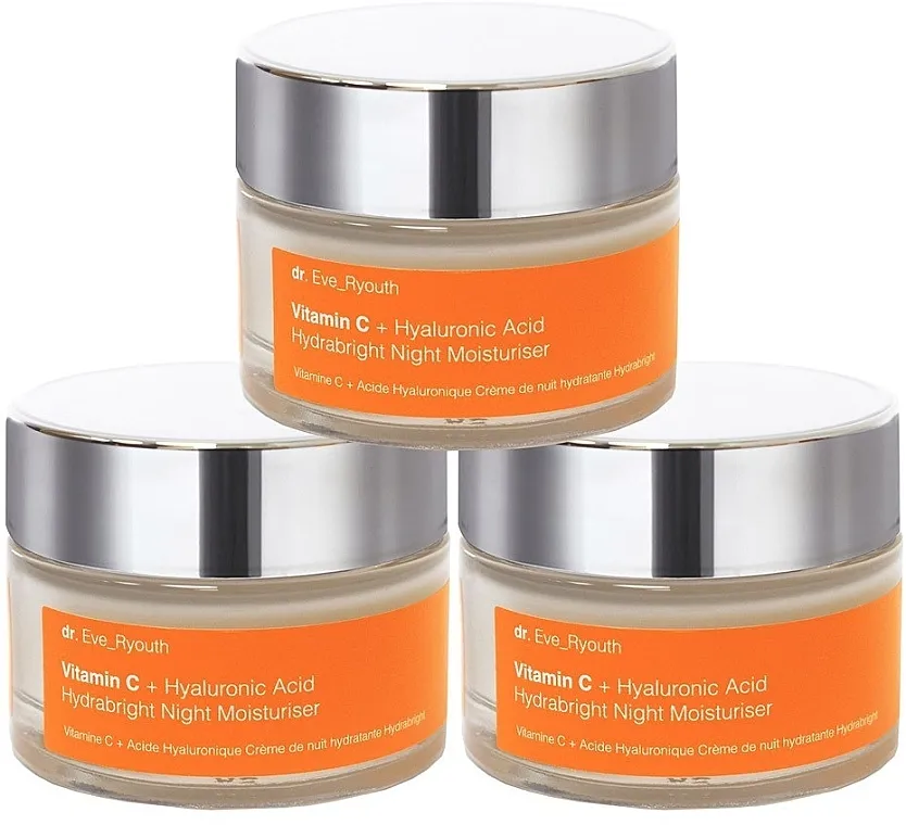 Dr. Eve_Ryouth Vitamin C + Hyaluronic Acid Hydrabright Night Moisturiser (cr/3x50ml) Set "Noćna hidratantna krema za lice"