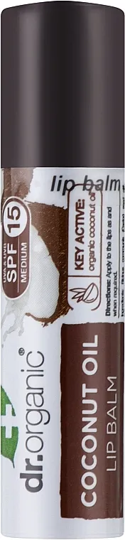 Dr. Organic Bioactive Skincare Virgin Coconut Oil Lip Balm SPF15 Balzam za usne s kokosovim uljem
