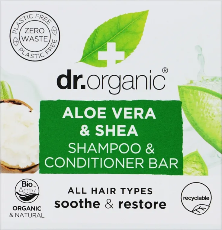 Dr. Organic Shampoo &amp; Conditioner Bar Šampon i regenerator za kosu u bloku 2 u 1 Aloe Vera &amp; Shea