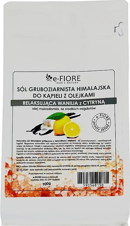 E-fiore Himalayan Salt With Oils Sensual Vanilla With Lemon Himalajska sol "Vanilija i limun"