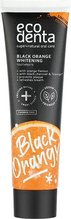 Ecodenta Black Orange Whitening Toothpaste Pasta za izbjeljivanje zuba s ugljenom i okusom naranče, bez fluora