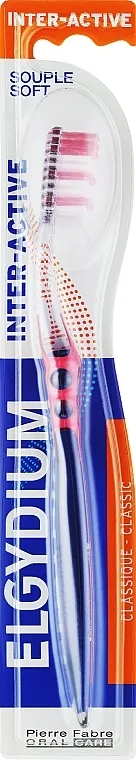 Elgydium Inter-Active Soft Toothbrush Inter-Active četkica za zube, meka, tamno ružičasta s plavom
