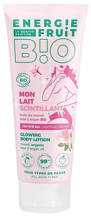Energie Fruit Glowing Body Lotion With Monoi, Organic Rose &amp; Argan Oil Losion za telo sa svetlucavim organskim monoi, ružinim i arganovim uljem