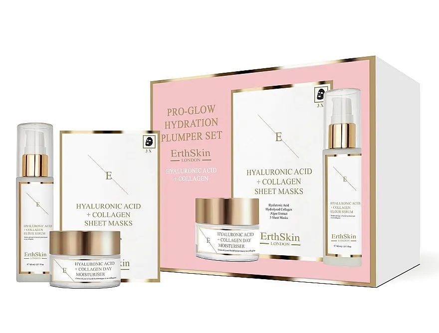 ErthSkin London Pro-Glow Hydration Plumper Set (serum/60ml + cr/50ml + mask/3pcs)