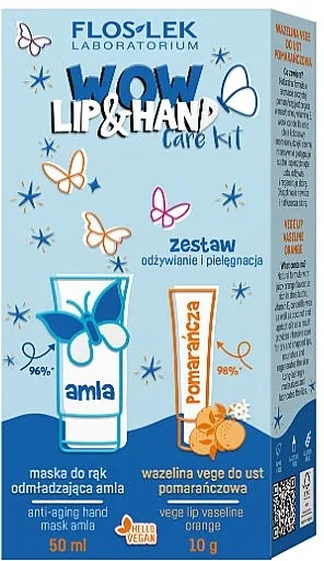 Floslek Wow Lip&amp;Hand Care (h/mask/50ml + lip/balm/10g) Nourishment and Care Set