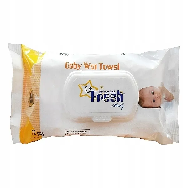 Fresh Baby Vlažne maramice, žute, sa ventilom, 72 komada