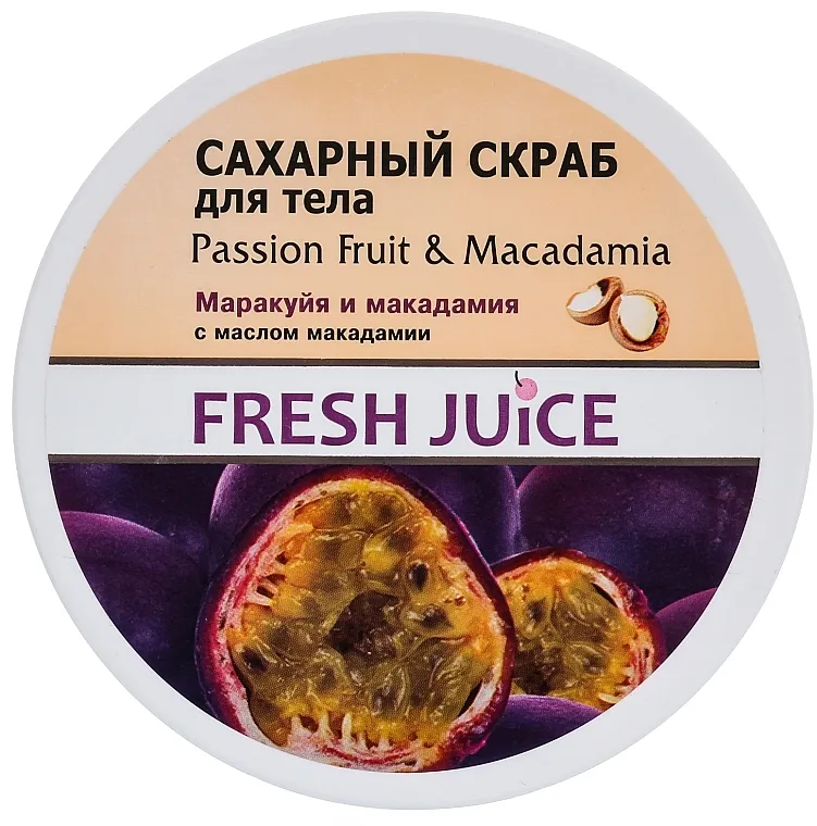 Fresh Juice Passion Fruit &amp; Macadamia Šećerni scrub za tijelo "Marakuja i makadamija"