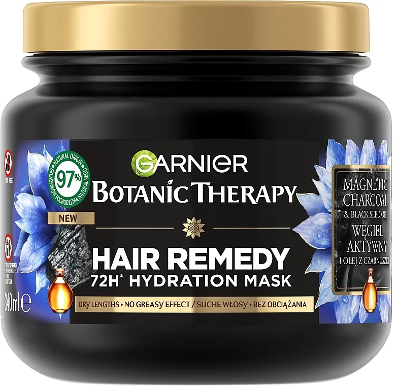 Garnier Botanic Therapy Hair Remedy 72H Hydration Mask Maska za kosu s aktivnim ugljenom i uljem crnog kima