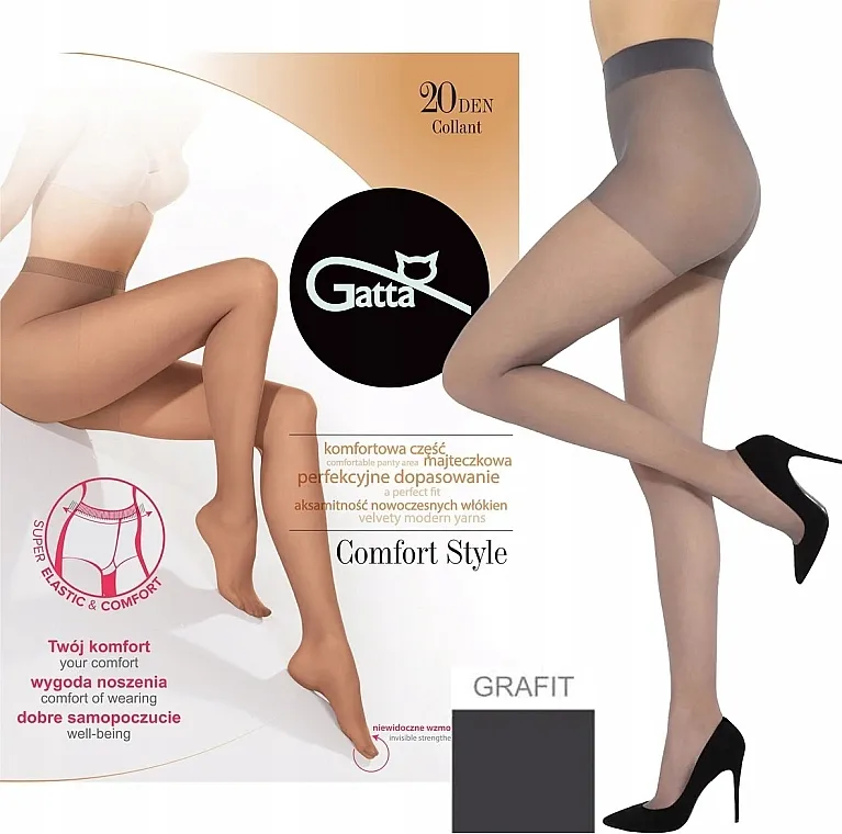 Gatta Čarape 'Comfort Style' 20 Den, grafit