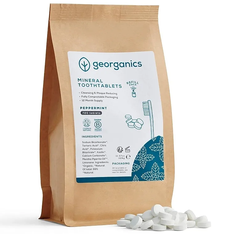 Georganics Mineral Toothtablets Peppermint Tablete za čišćenje zuba "Engleska menta", 720 komada