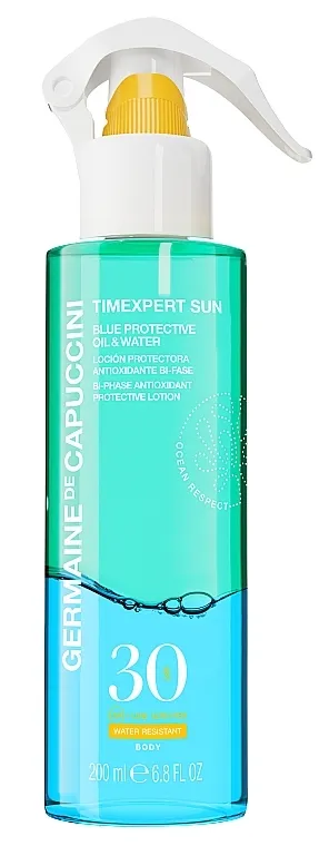 Germaine De Capuccini Timexpert Sun Blue Protective Oil &amp; Water SPF 30 Bi-Phase Antioxidant Protective Lotion Water Resistant Dvofazni losion za zaštitu od sunca u spreju za telo