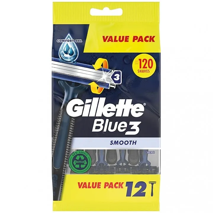 Gillette Blue 3 Disposable Razors Set jednokratnih brijača, 12 kom.