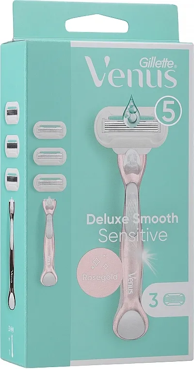 Gillette Venus RoseGold Extra Smooth Sensitive Brijač sa zamjenskim patronama 3 kom.