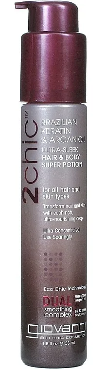 Giovanni 2chic Ultra-Sleek Hair &amp; Body Super Potion Brazilian Keratin &amp; Argan Oil Preparat za telo i kosu