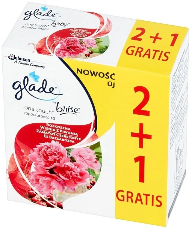 Glade Touch &amp; Fresh Luscious Cherry &amp; Peony Mini sprej zamenska patrona 'Božur i sočno voće', 3 komada