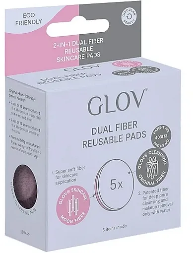Glov 2-in-1 Dual Fiber Reusable Skincare Pads Sunđeri za skidanje šminke za višekratnu upotrebu, roze