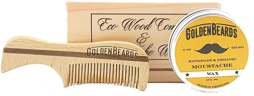 Golden Beards Moustache Wax Kit + Comb (wax/15 ml + comb) Set