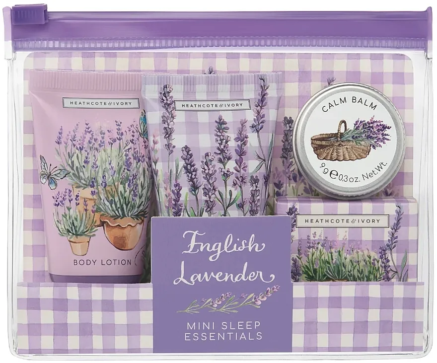 Heathcote &amp; Ivory English Lavender Mini Sleep Essentials (h/cr/30ml + balm/9g + sh/gel/30ml+ bath/salt/30g) Set za telo