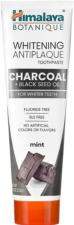 Himalaya Herbals Botanique Charcoal &amp; Black Seed Oil Whitening Antiplaque Toothpaste Zubna pasta za izbjeljivanje s ugljenom i uljem crnog sjemena