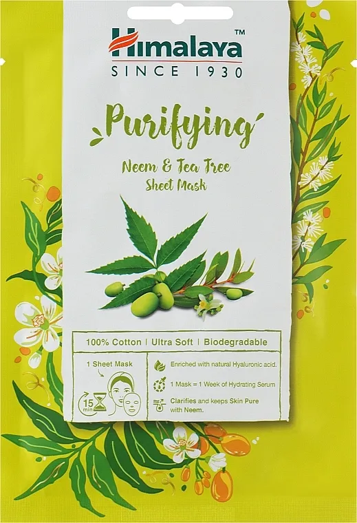 Himalaya Herbals Purifying Neem &amp; Tea Tree Sheet Mask Maska za čišćenje listova Neem i čajevca