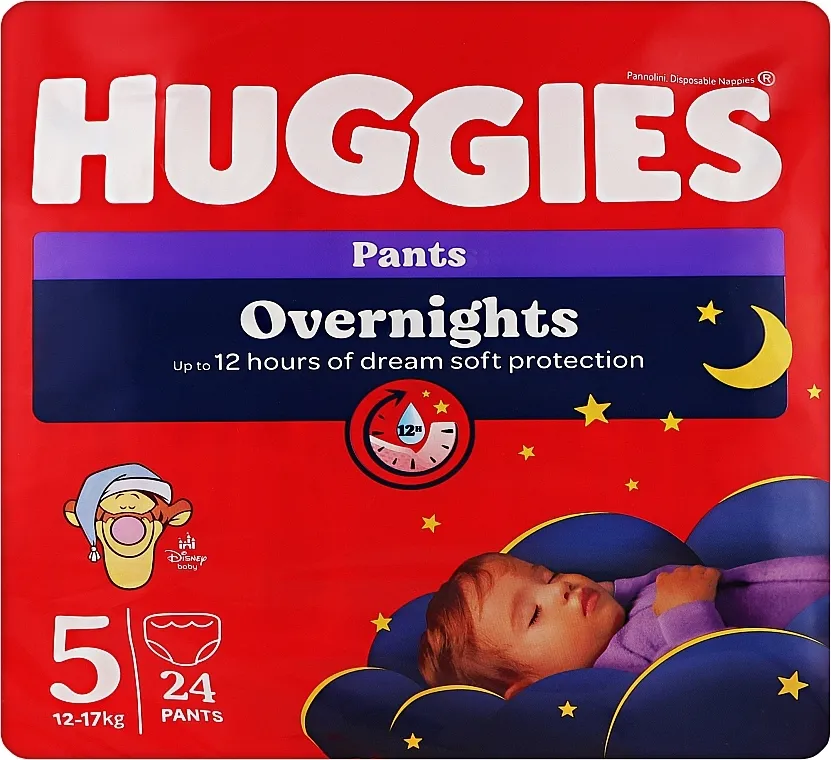 Huggies Pelene-gaćice „Noćne” 5 (12-17 kg), 24 kom.