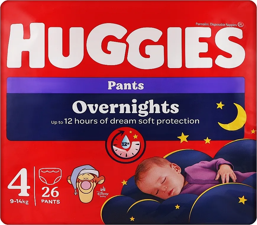 Huggies Pelene pantalone 'Noćne' 4 (9-14 kg), 26 kom.