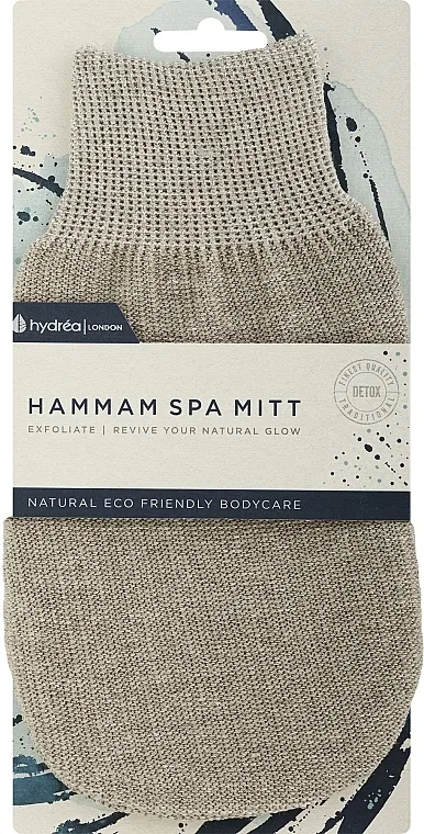 Hydrea London Hamam Linen Spa Mitt Medium Texture Postavljena rukavica za kupanje od lana