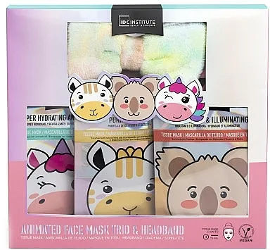 IDC Institute Cute Animals Ultimate Pack (f/mask/3pcs + headband/1pcs) Set