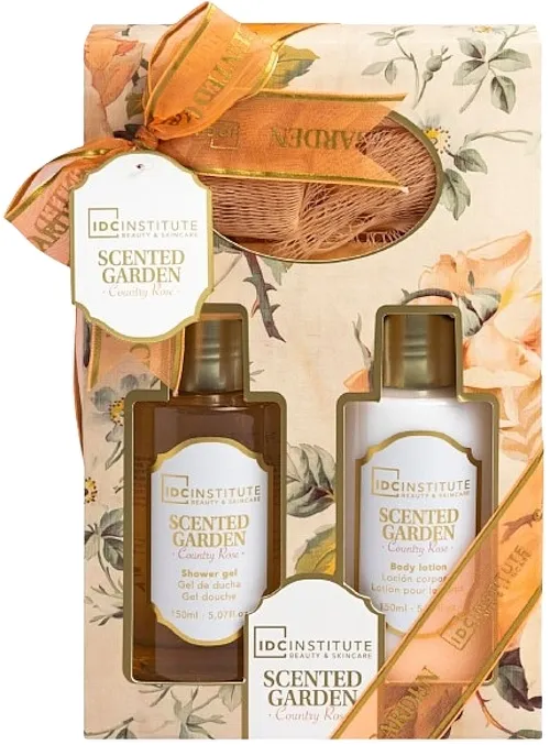IDC Institute Scented Garden Country Rose Set (sh/gel/150ml + b/lot/150ml + sponge/1pc)