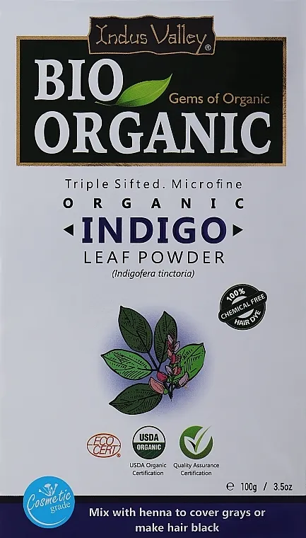 Indus Valley Bio Organic Indigo Leaf Powder Puder za kosu "Indigo"