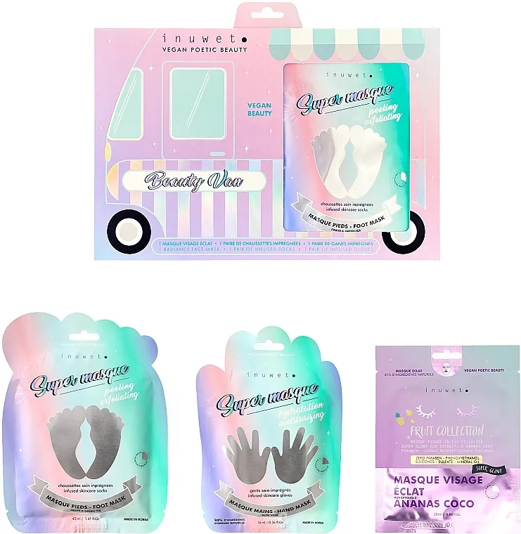 Inuwet Beauty Van (foot/mask/40ml + hand/mask/16ml + face/mask/30ml) Set