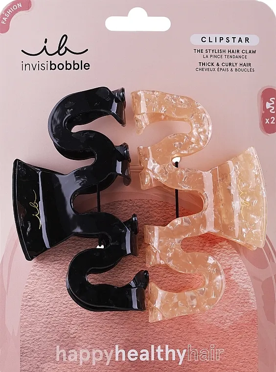 Invisibobble Clipstar The Stylish Hair Claw Šnala za kosu, 2 kom., crna+bež