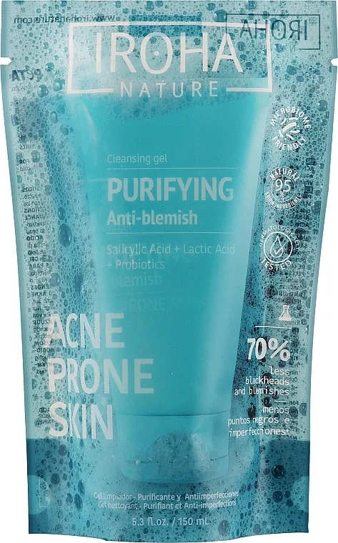 Iroha Nature Acne Prone Skin Purifying Anti-Blemish Cleansing Gel Čistilni gel za umivanje za problematičnu kožu sa salicilnom kiselinom