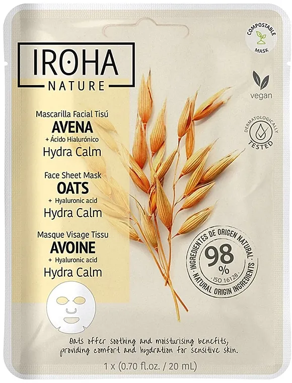 Iroha Nature Oats Hydra Calm Soothing Face Tissue Mask Umirujuća hidratantna maska za lice sa ovsem
