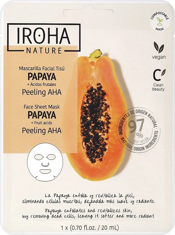 Iroha Nature Papaya Peeling AHA Face Sheet Mask Piling maska za lice