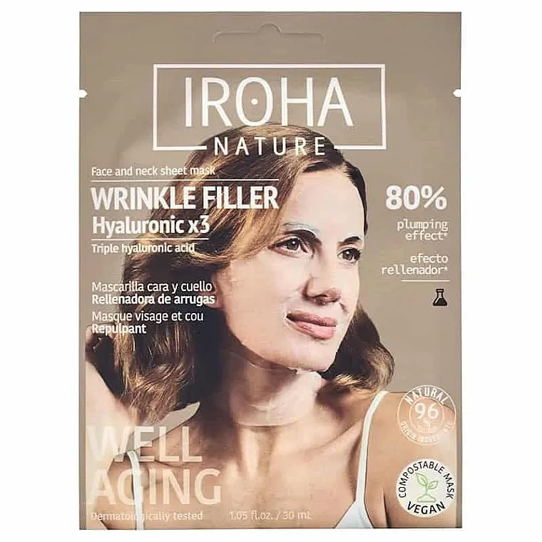 Iroha Nature Wrinkle Filler &amp; Anti-Age Tissue Face &amp; Neck Mask Maska za lice, punilo za bore