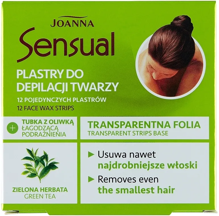 Joanna Sensual Depilatory Face Strips With Green Tea Extract Voštani flaster za lice od zelenog čaja